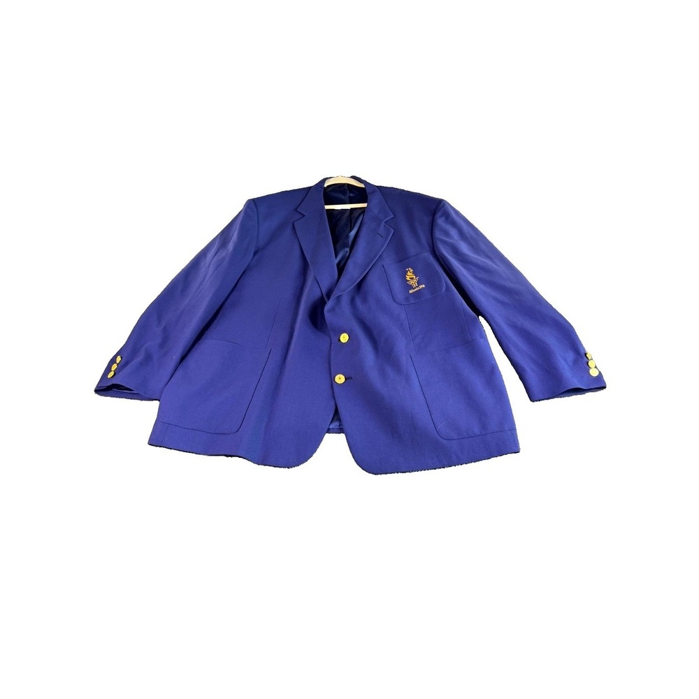 Hanes Atlanta Olympics Blazer Mens 56 Royal Blue Single Breasted Notch Lapel